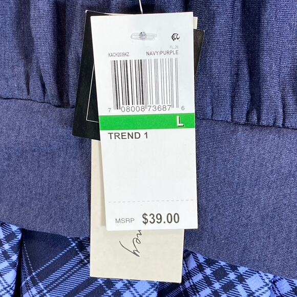 KINGSTON GREY Juniors' Navy Check Pleated Skirt Crewneck Mini Sweater Dress SZ L - Picture 11 of 12